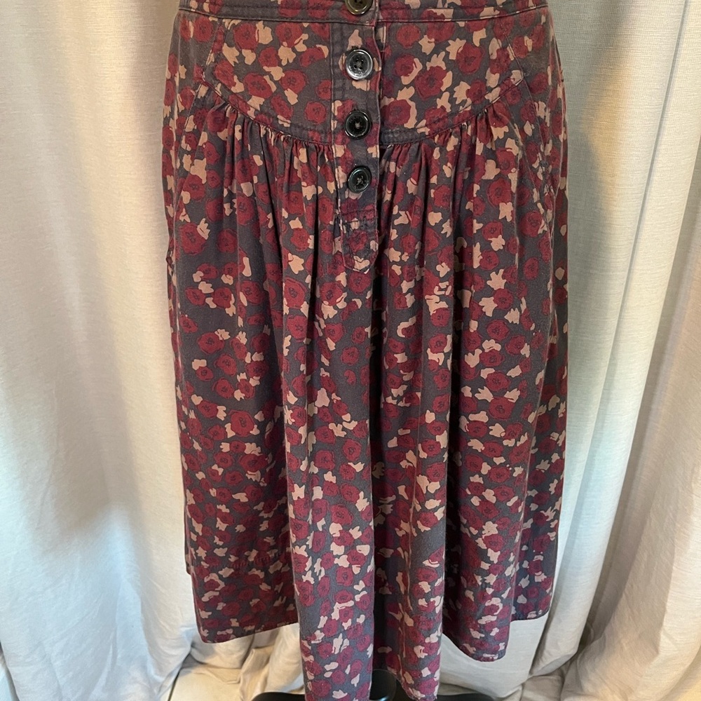 Marc By Marc Jacobs Red and Cream Floral Midi Skirt
